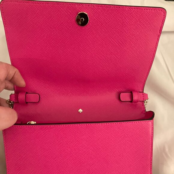 NWT Kate Spade New York Spencer Chain Wallet Pink and Black Crossbody - Picture 5 of 6